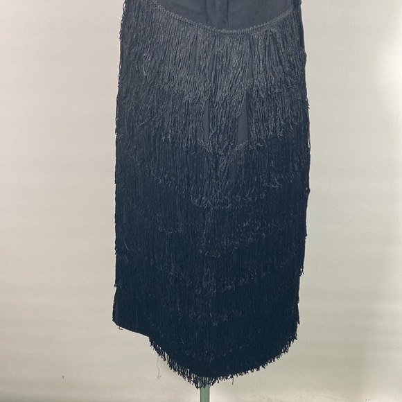 Vintage Rollin Twenty’s Vibes Laying Fringe Sleeveless Black Dress - Picture 4 of 6